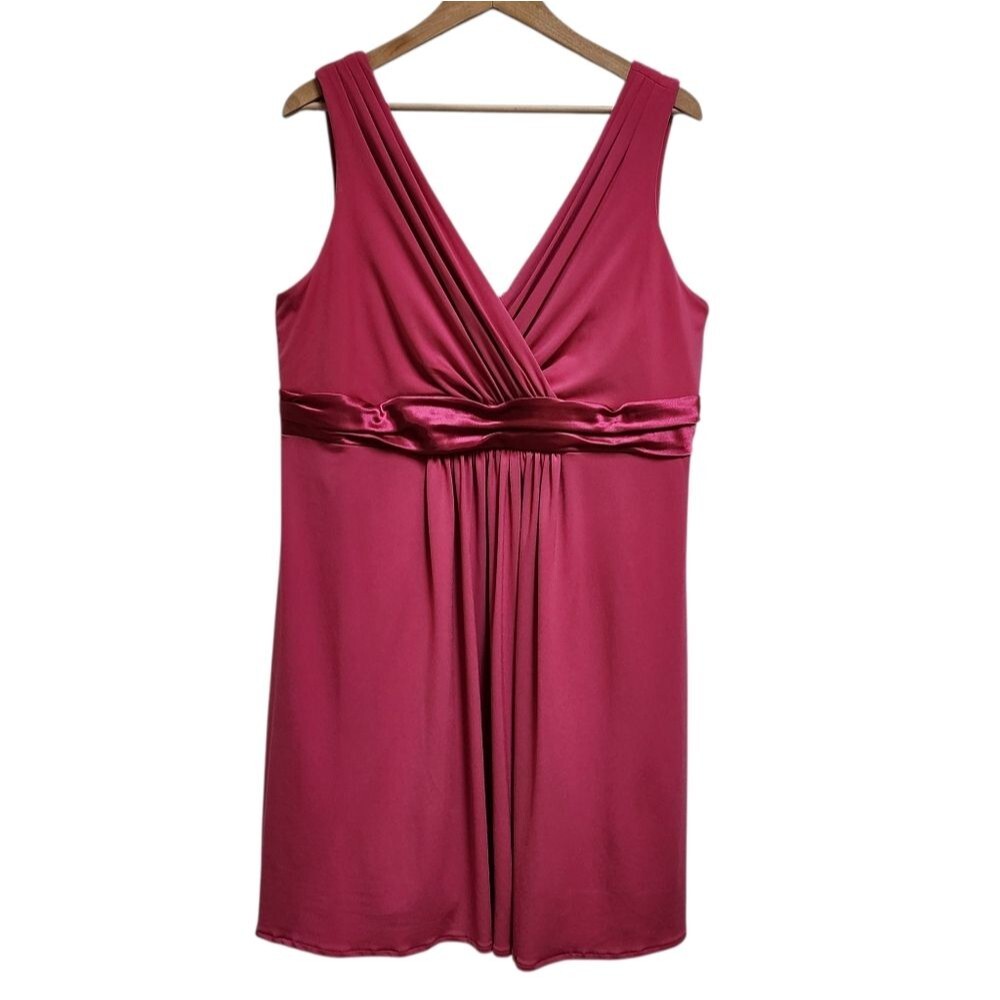 David's Bridal Dress Sz 20 Pink Sleeveless Surplice V Neck Wedding Prom Party